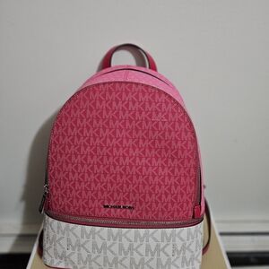 Michael Kors Fuchsia and Cream Backpack